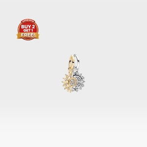 925 Sterling Silver Sun and Moon Charm – Handmade Separable Pendant, Charm for Bracelet or Necklace, Symbolic Gift