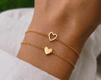 Ensemble de bracelets coeurs délicats pour mère et fille assortis Cadeau pour maman et fille Bijoux de famille Cadeau pour amitié
