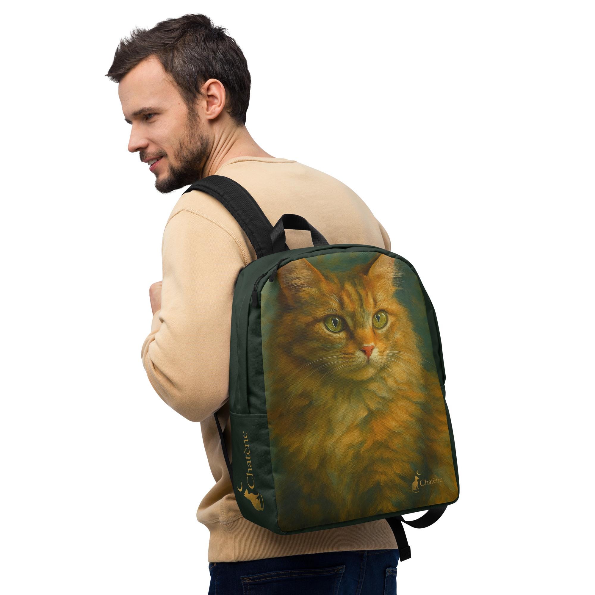 3148 Golden Edged Cat Pattern Backpack Purse Rucksack Travel Shoulder Bag Argylle x Travel Cat Replica Backpack Complete Collection Bundle main image 2