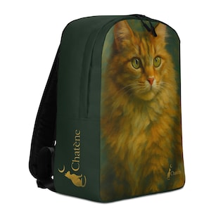 Golden Muse – Vintage Cat Art Backpack, Romantic Feline Painting, Aesthetic Rucksack