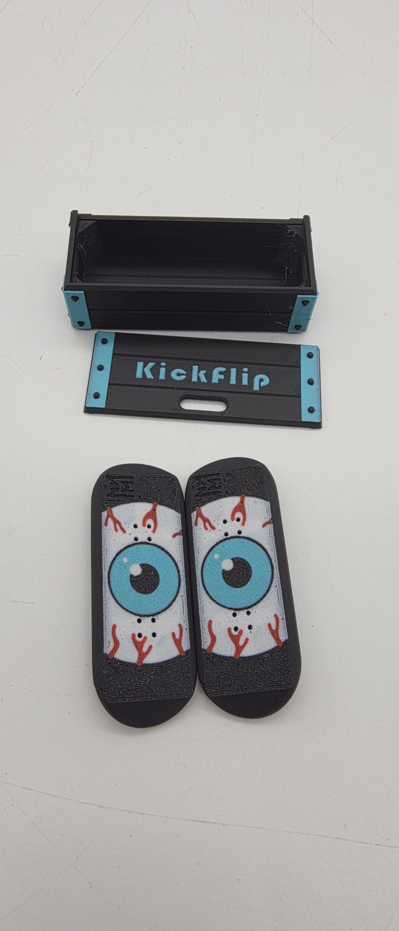 Touche Magnétique Kickflip Imprimée En 3D – Fidget Skateboard Avec Aimant – Anti-Stress, Portable – Pour Adultes (Noir)