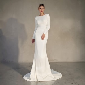 Plain Long Sleeve Wedding Dresses - Etsy