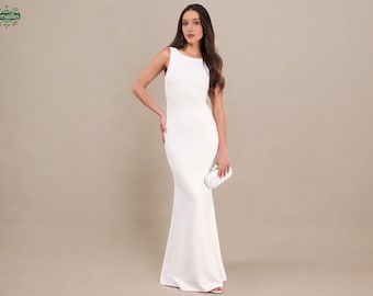 Moderne Crepe Mermaid Brautkleid: Elegantes rückenfreies Brautkleid