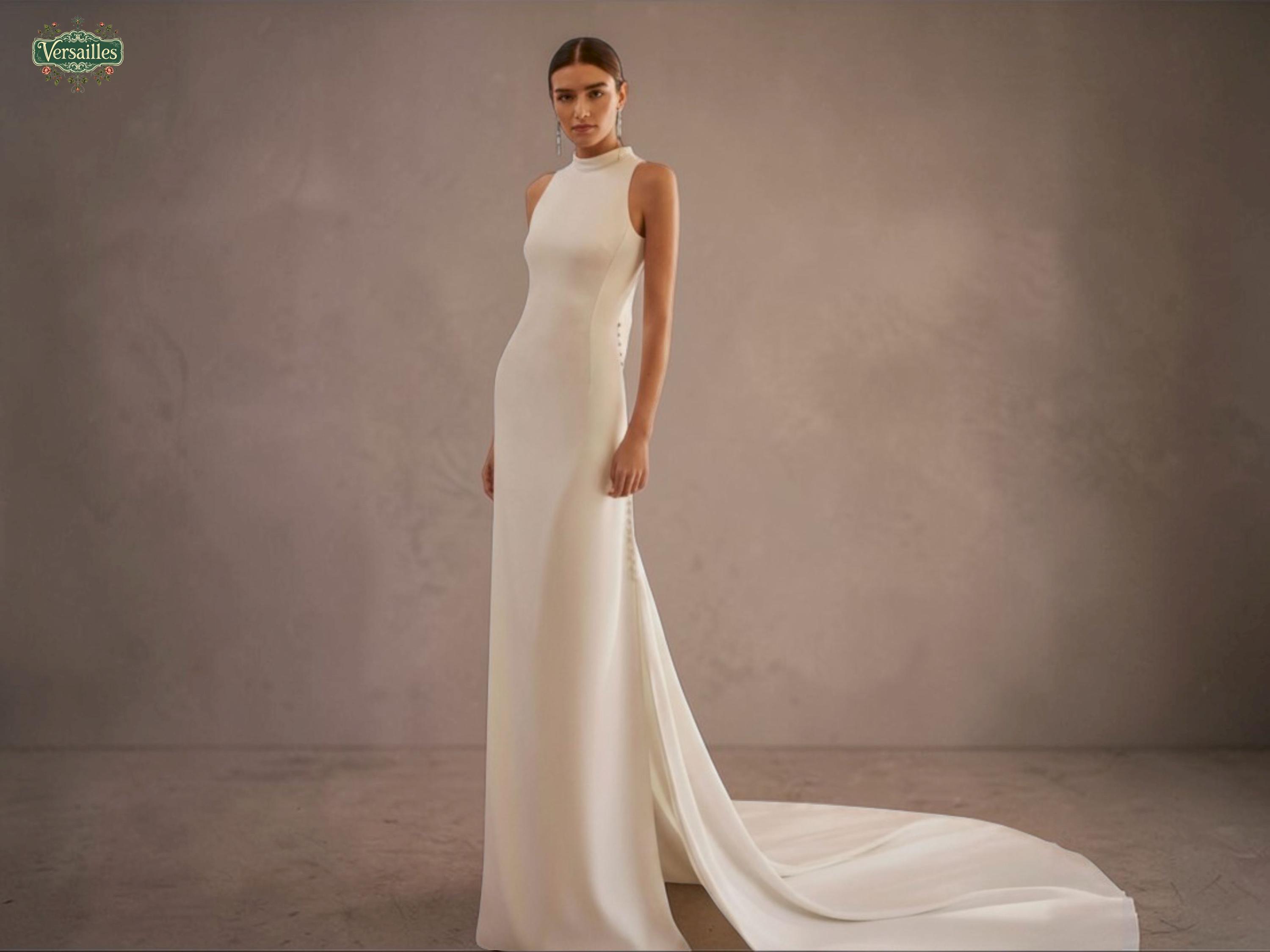 chinese dress ladies Blush Wedding Dress with Halter Neckline and Sheer Lace Back