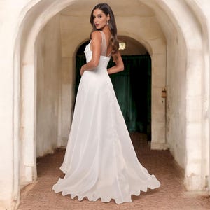 White Organza Embroidered A-Line Wedding Dress: Rustic Bridal Gown