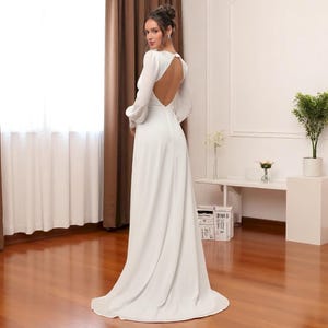 Boho Chiffon Wedding Dress: V-Neck A-Line Backless Bridal Gown