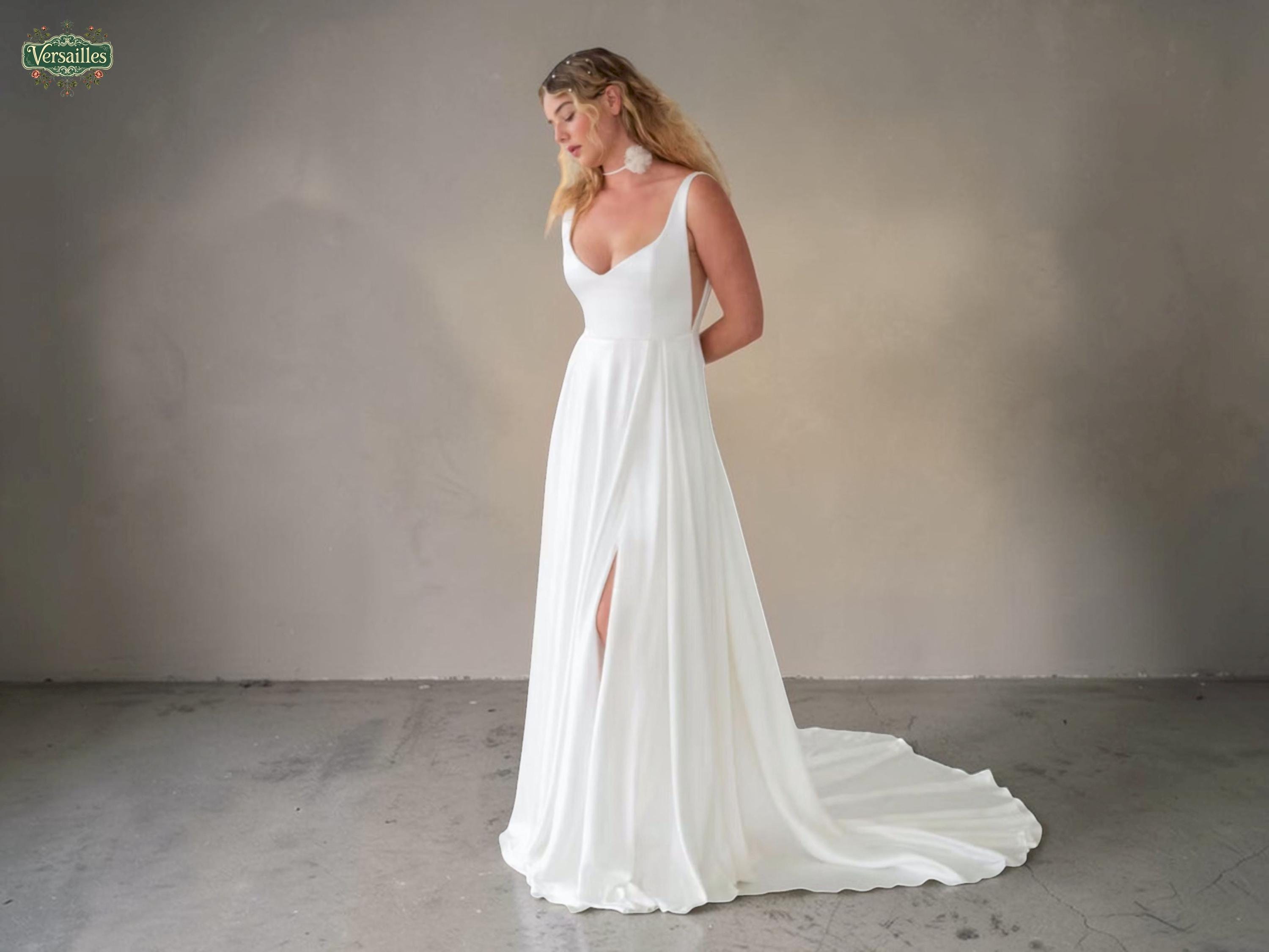 etsy a line wedding dress simple satin a line wedding dress