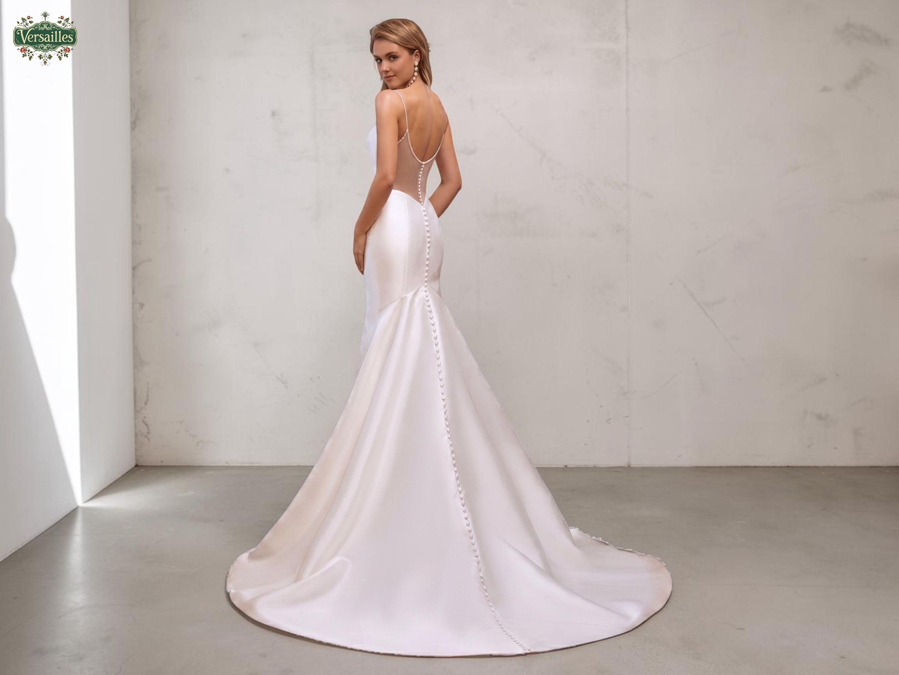 illusion back formal dress Gown prom dress with bow in back