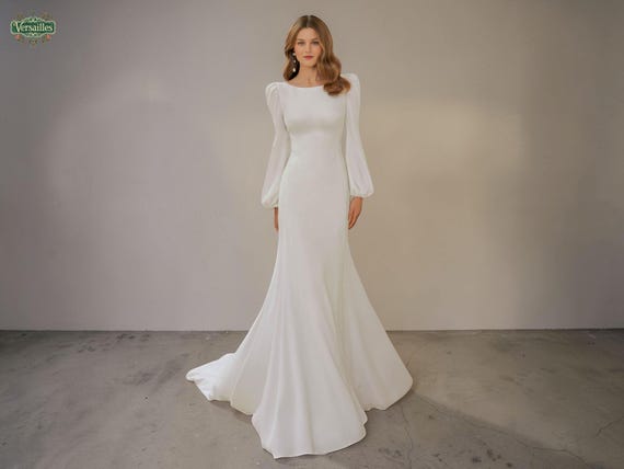 boat neck mermaid wedding dress White Casual Wedding Dress With Train Bateau Neck Sleeveless Backless Satin Fabric Mermaid Bridal Gowns Dbrbridal