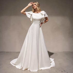 etsy a line wedding dress Elisabeth Champagne A-Line Wedding Dress: 3D Floral Lace, Custom Bridal Gown
