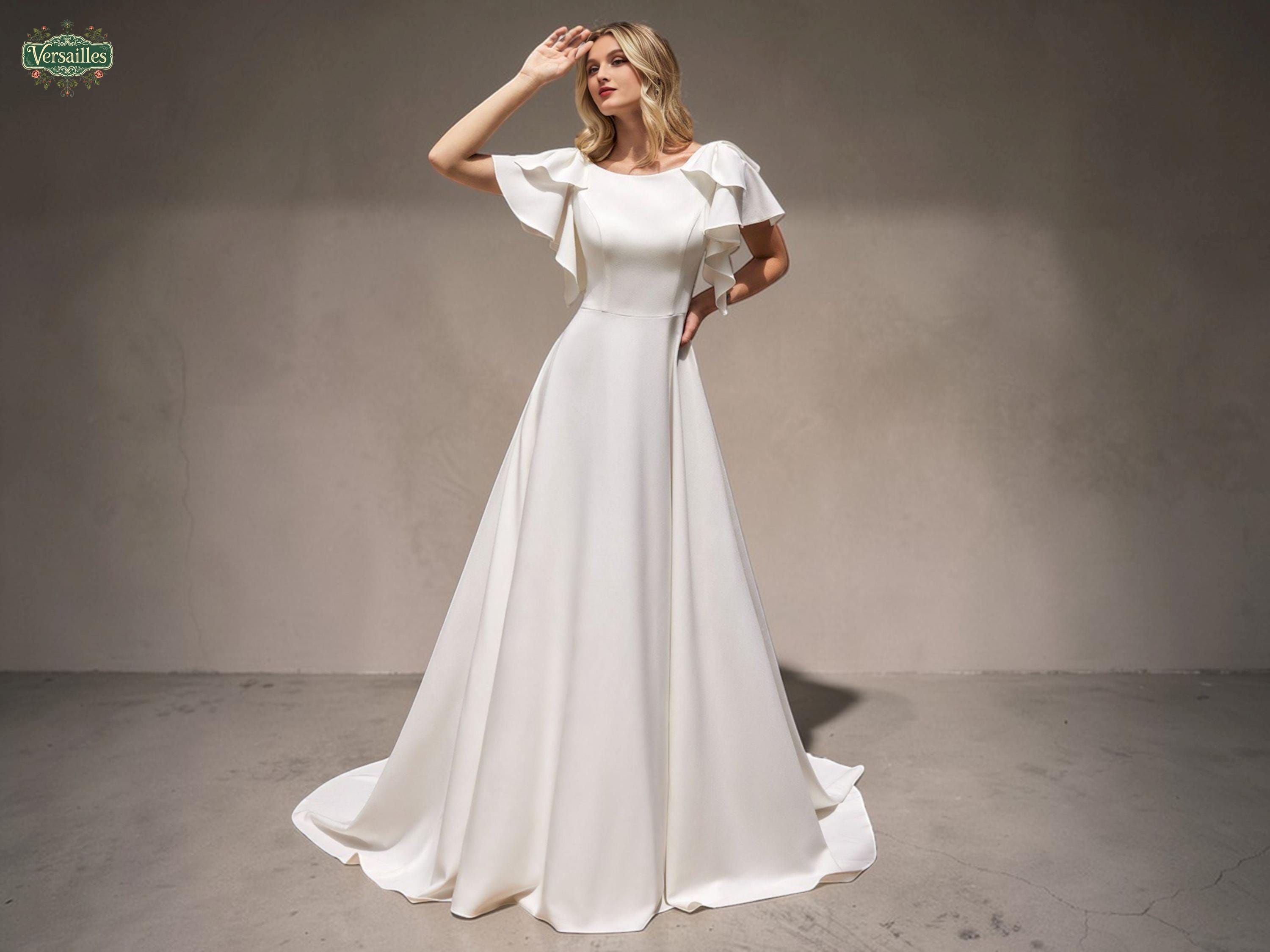 fairy wedding dress etsy Fairy-inspired Floral Wedding Dress 0168 Organza & Silk Gown With Illusion Sleeves and Royal Feel