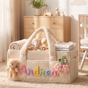 Personalisierter Windel-Caddy-Korb mit Namen, Baby-Kinderzimmer-Aufbewahrungs-Organizer, Babypartygeschenk für Mama zu sein, Geburtstagskorb für Neugeborene