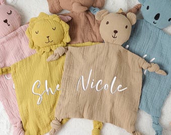 Manta personalizada para bebé, manta de apego con animales bordada a medida, regalos para baby shower, manta suave de algodón, regalo para recién nacidos.