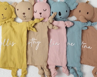 Manta de bebé personalizada, manta de peluche con animales bordada, regalo para baby shower, manta de algodón suave y cómoda, regalo para recién nacidos.