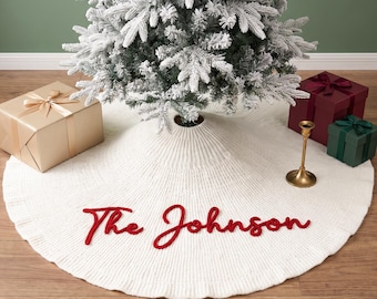 Personalisierter Baumrock, Weihnachtsdeko mit Familiennamen, Weihnachtsschmuck, Erinnerungsgeschenk fürs Zuhause