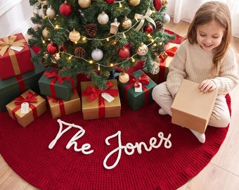 Weihnachtsbaumdecke für die Familie, personalisierte Weihnachtsdekoration mit Namen, individuelles Weihnachtsandenken, Geschenk für die Familie