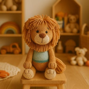Amigurumi Lion Pattern – Crochet Safari Animal – PDF Plush Toy Tutorial