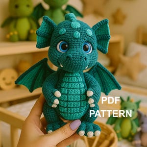 Schema all&#39;uncinetto per un drago – Grazioso giocattolo amigurumi – Scarica PDF per principianti