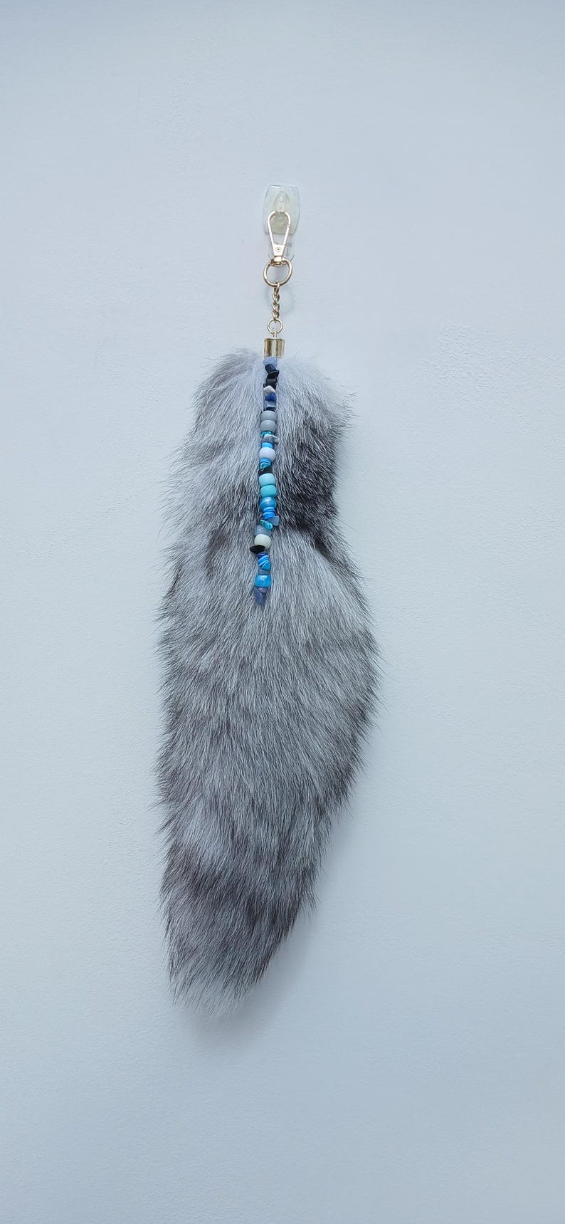 Therian/Furry/Cosplay tails -faux fur- Grey/bluey wolf tail