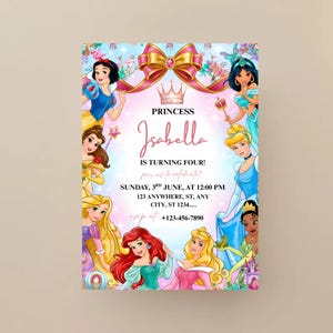 Editable Any Age Princess Birthday Invitation, Royal Princess Theme Party, Royal Princess 5th Birthday Invite ( Digital Download)