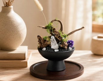 Citrine Crystal Tree for Good Luck,Crystal Bonsai on Amethyst Cluster,Feng Shui Money Tree,Crystals and Stones Home Decor, Housewarming Gift