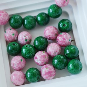 Assorted 12mm Glass Beads,Crystal Beads,Green Glass Beads,Pink Glass Beads,DIY DIY Jewelry Making Supplies,Boho Craft Beads