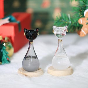Storm Glass Weather Prediction,Egyptian cat Weather Forecaster,Weather Prediction Desk Ornament,Glass Thermometer,Housewarming Gift