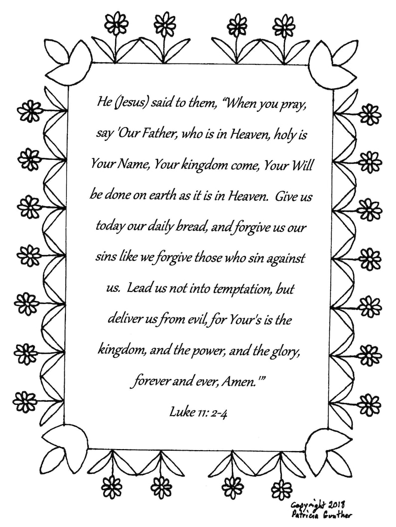 The Lord's Prayer...Luke 11:2-4 Bible Verse Coloring Page Etsy - The Lord's Prayer...Luke 11:2-4 Bible Verse Coloring Page Etsy