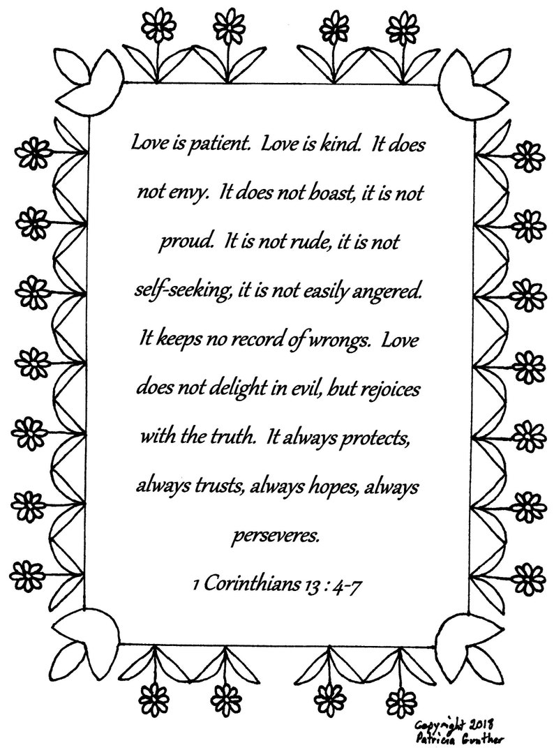 Love is patient227 Corinthians 2273: 227-27 Bible verse coloring page