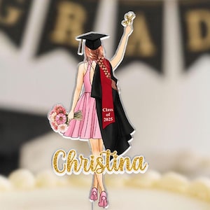Personalized Graduation Cake Topper, Graduation Gifts, Girls Class Of 2025 Cake Topper, Congrats Graduation Party Decor, Senior Cake Decor