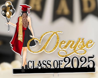 Graduation Cake Topper, Personalized Graduation Gifts, Girls Class Of 2025 Cake Topper, Congrats Graduation Party Decor, Senior Cake Topper
