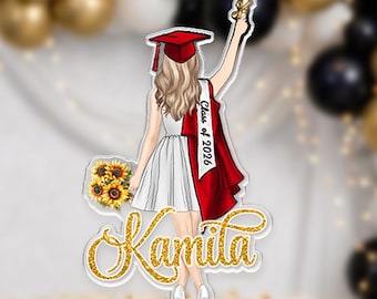 Graduation Cake Topper, Personalized Girls Class Of 2026 Cake Topper, Graduation Gift for Her, Congrats Graduation Party Favors