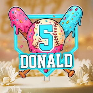 Boy Baseball Drip Cake Topper, Custom Baseball Birthday Cake Topper, Baseball Birthday Party Decor, Birthday Gift for Boy, Ice Cream Drip