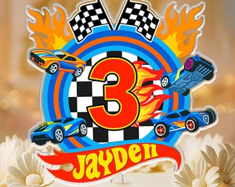 Boys Race Car Cake Topper, Custom Race Car Birthday Cake Topper, Birthday Gift for Boys, Race Car Birthday Party Decor, Baby Shower Decor