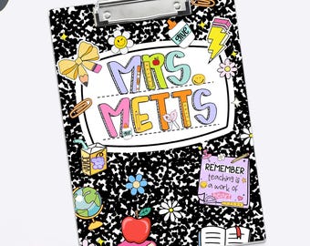 Composition Book Teacher Clipboard, Teacher Gifts, Back To School, Custom Teacher Acrylic Clipboad with Name, School Supplies, New Teacher