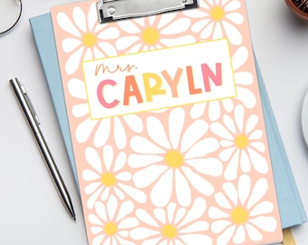 Personalized Teacher Clipboard, Back to School Gift, Custom Teacher Gift, Boho Flower Teacher Acrylic Clipboard with Name, School Supplies