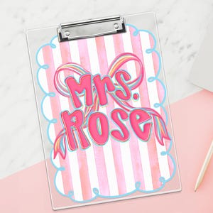 Coquette Teacher Clipboard, Personalized Back To School Gift, Teacher Gift Clipboard with Name,Custom Name Clipboard,Teacher School Supplies