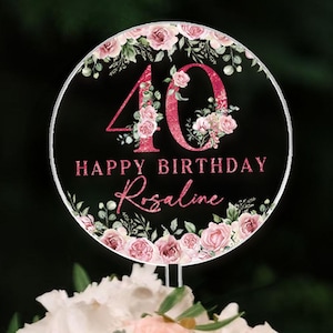 40th Birthday Cake Topper, Happy 40th Birthday Cake Topper, Personalized 50th Anniversary Cake Decor, Cake Topper for Birthday, Party Decor