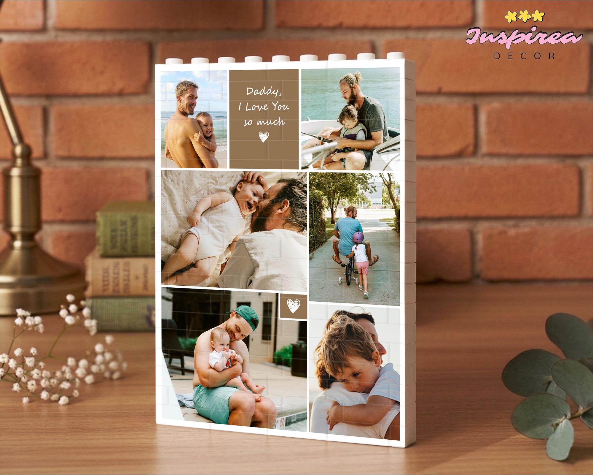 Custom Photo Collage Dad and Kids Building Blocks, Gift for Dad, Best ...