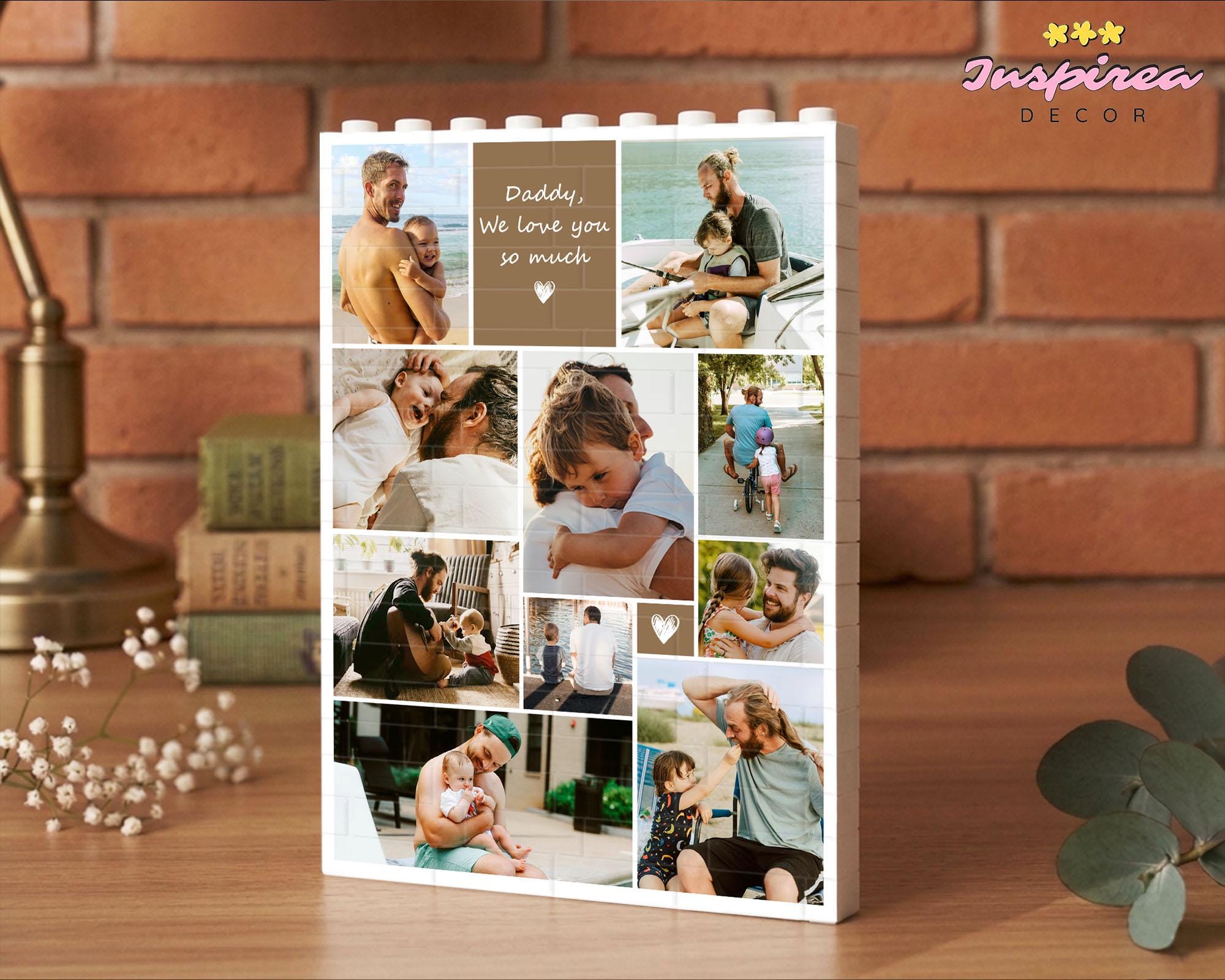 Custom Photo Collage Dad and Kids Building Blocks, Gift for Dad, Best ...
