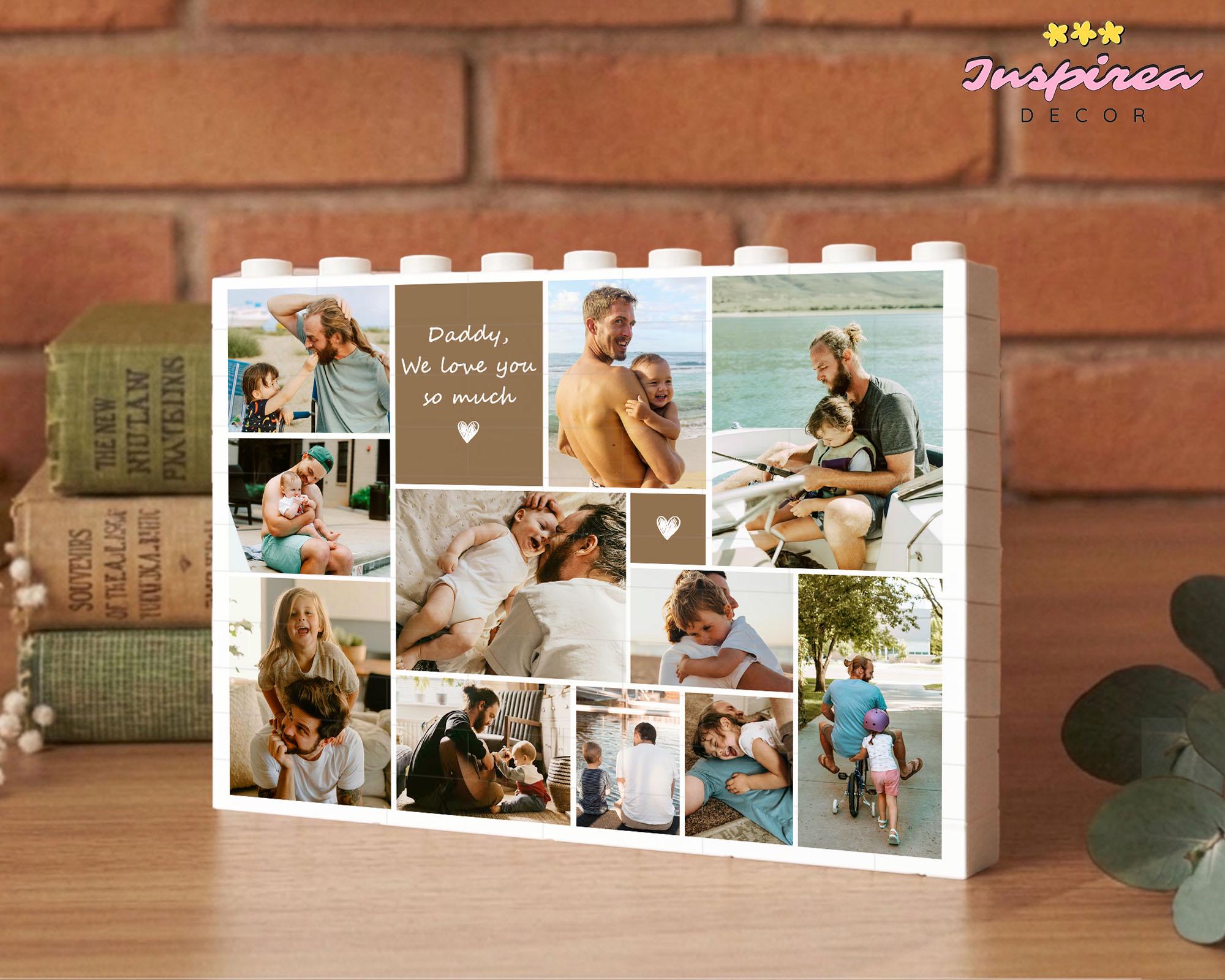 Custom Photo Collage Dad and Kids Building Blocks, Gift for Dad, Best ...