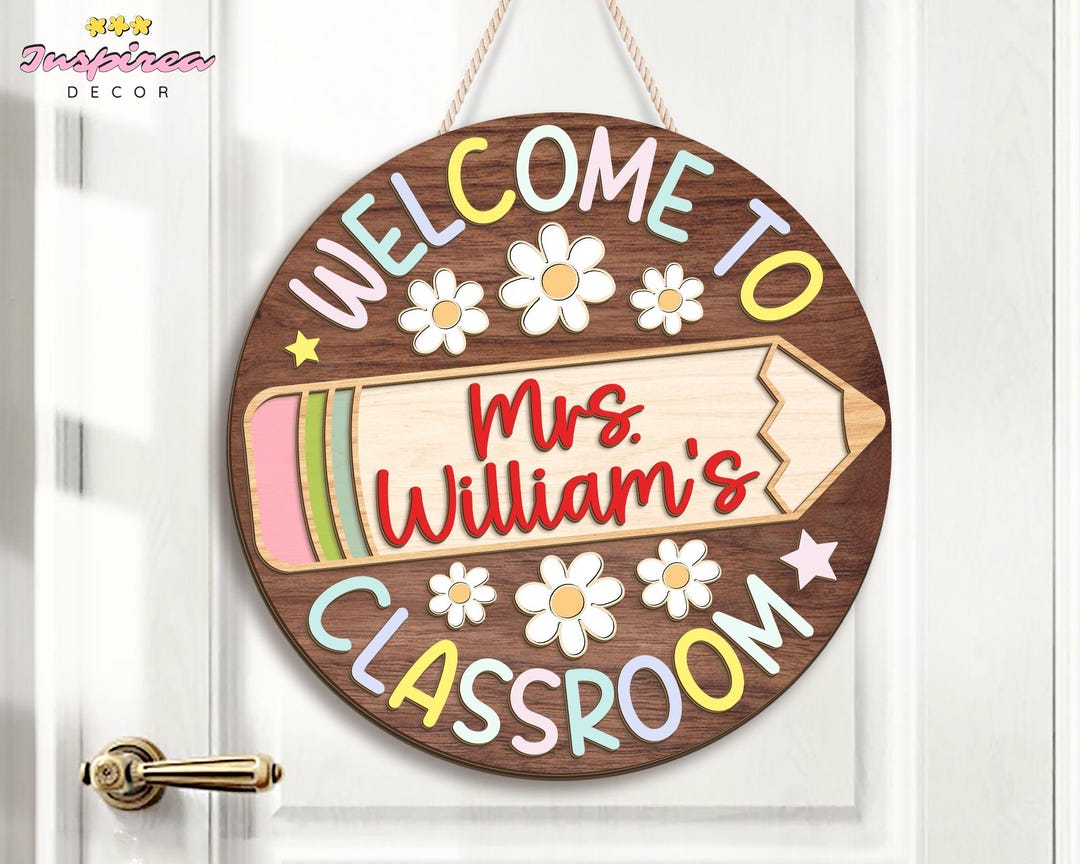 Personalized 3D Teacher Pencil Door Sign, Custom Teacher Name Sign ...