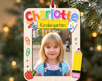 Personalized  Kids School Photo Ornament, Kindergarten PreK Picture Ornament, Kids Christmas Gift, Middle School Graduation, Christmas Decor