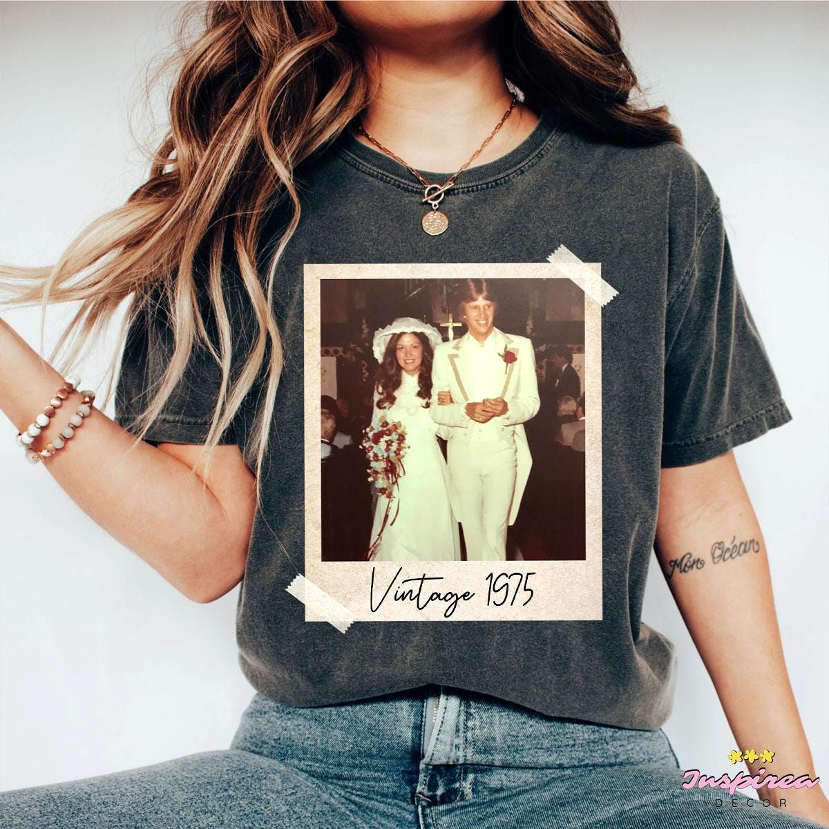 Camiseta con foto personalizada, camiseta de 50.º aniversario, camiseta vintage con foto y año, 50 años de casados, regalos de aniversario, camiseta de aniversario para parejas