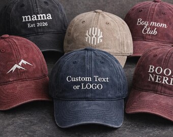 Gorra unisex bordada personalizada con tu texto, gorras bordadas con monograma personalizado, regalo para ella, regalo para fiesta de empresa, gorras con logotipo o texto.