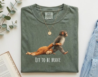 Comfort Colors® Off To Be Brave Monkey Punch Shirt, Viral Baby Monkey Plush Meme Tee, Cozy Aesthetic Animal Lover Shirt Gift, Mothers Day