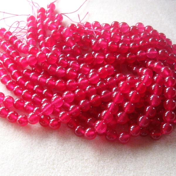 Dark Magenta Pink Jade Beads, Gemstone Beads, Jewelry Making Beads, Craft Supply, Round Beads, Jade Beads, Full Strand 10mm (1)