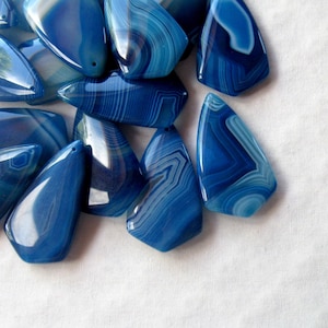 Blue Striped Agate Gemstone Pendants, Jewelry Making Beads,  Large Agate  Focal Beads (1)