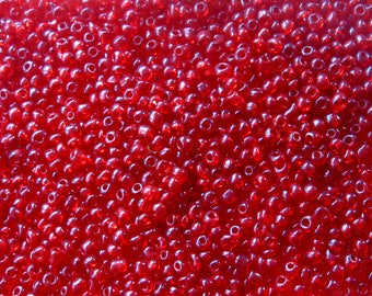Transparent  Red, Glass Seed Beads,  Bead Weaving, Bead Embroidery, Jewelry Making Beads, Seed Beads, E Beads, 6/0 or 4mm,  Loose Lot