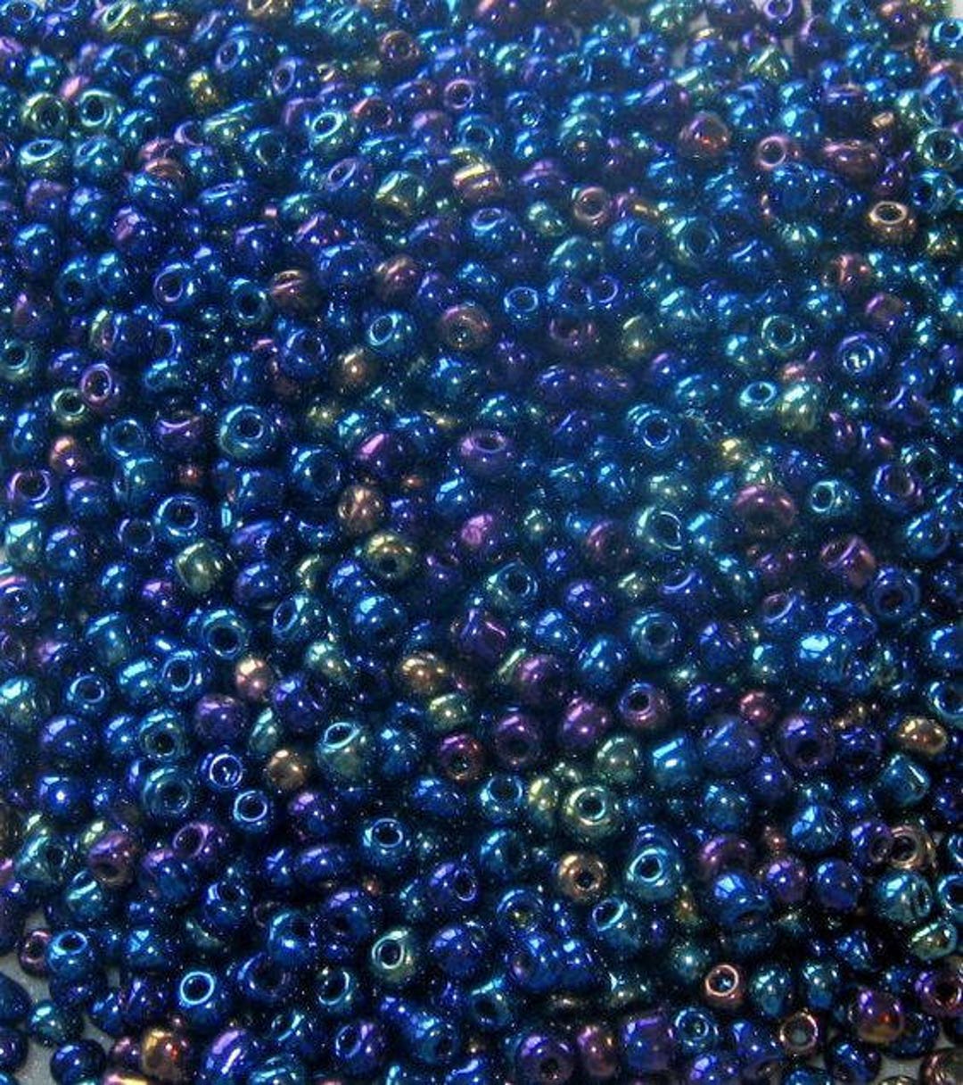 Lot (1500) Czech vintage dark blue glass seed beads
